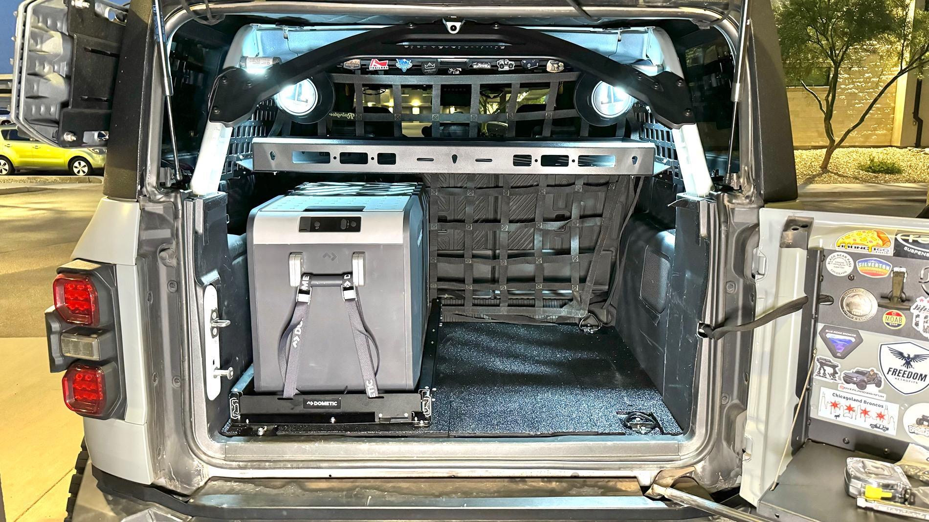 Ford Bronco DIY rear cargo floor platform with Fridge slide IMG_2617