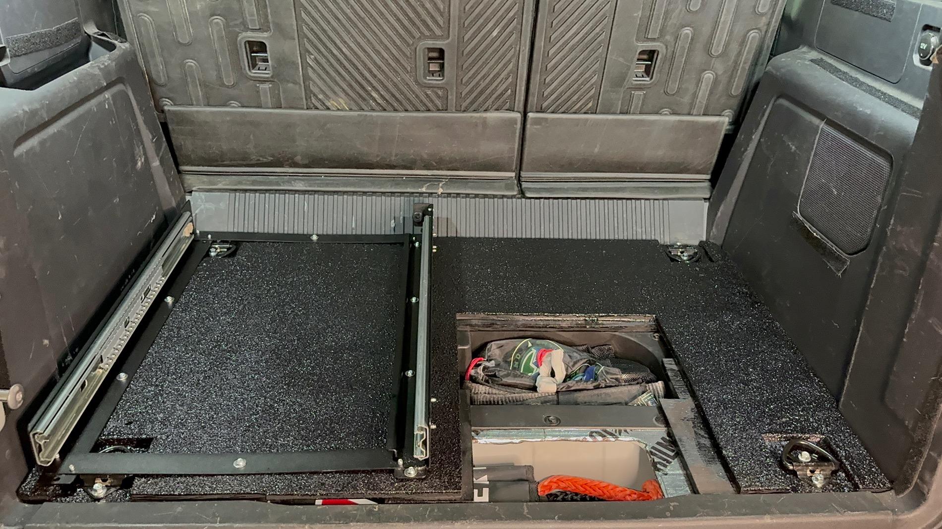 Ford Bronco DIY rear cargo floor platform with Fridge slide IMG_2540
