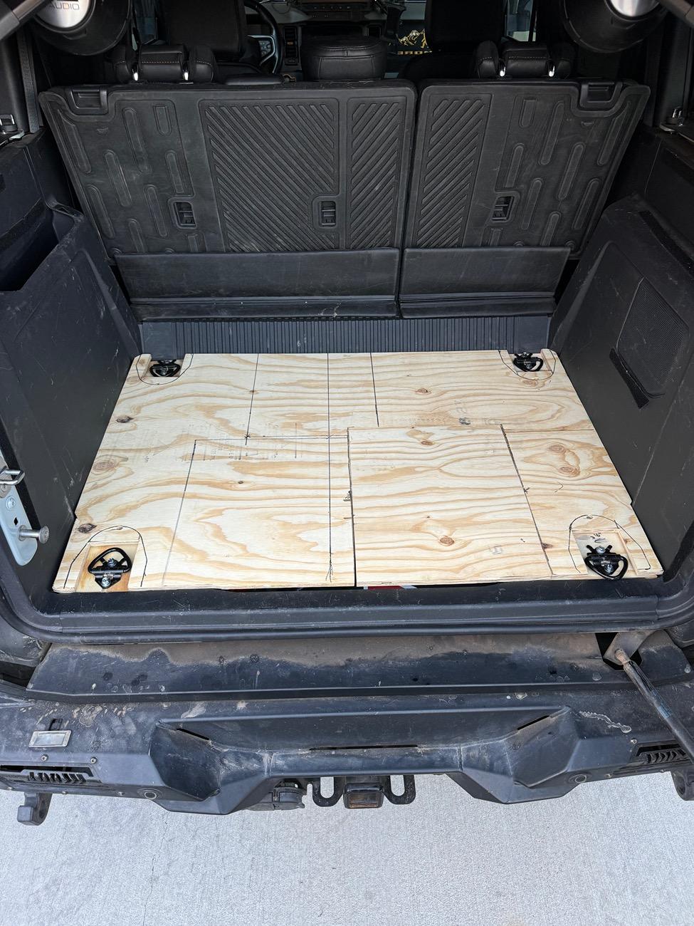 Ford Bronco DIY rear cargo floor platform with Fridge slide IMG_2503