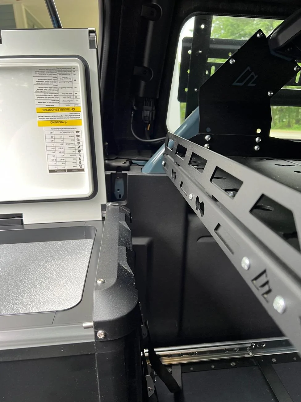 Ford Bronco DIY rear cargo floor platform with Fridge slide IMG_1631