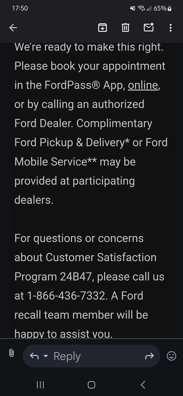 Ford Bronco Customer satisfaction program to update SYNC Screenshot_20240802_175000_Gmail