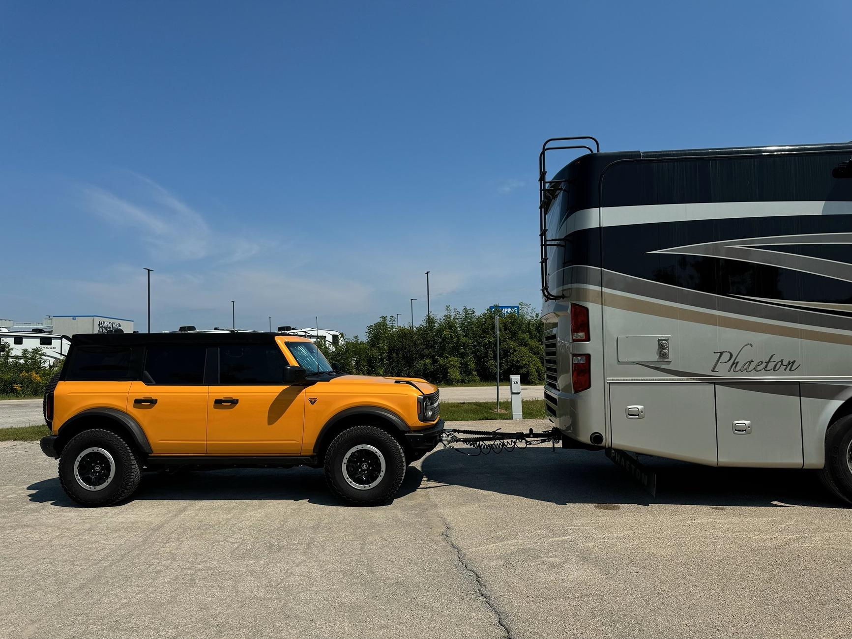 Ford Bronco Flat Towing Success - What's Your Setup? bronco flat tow 1