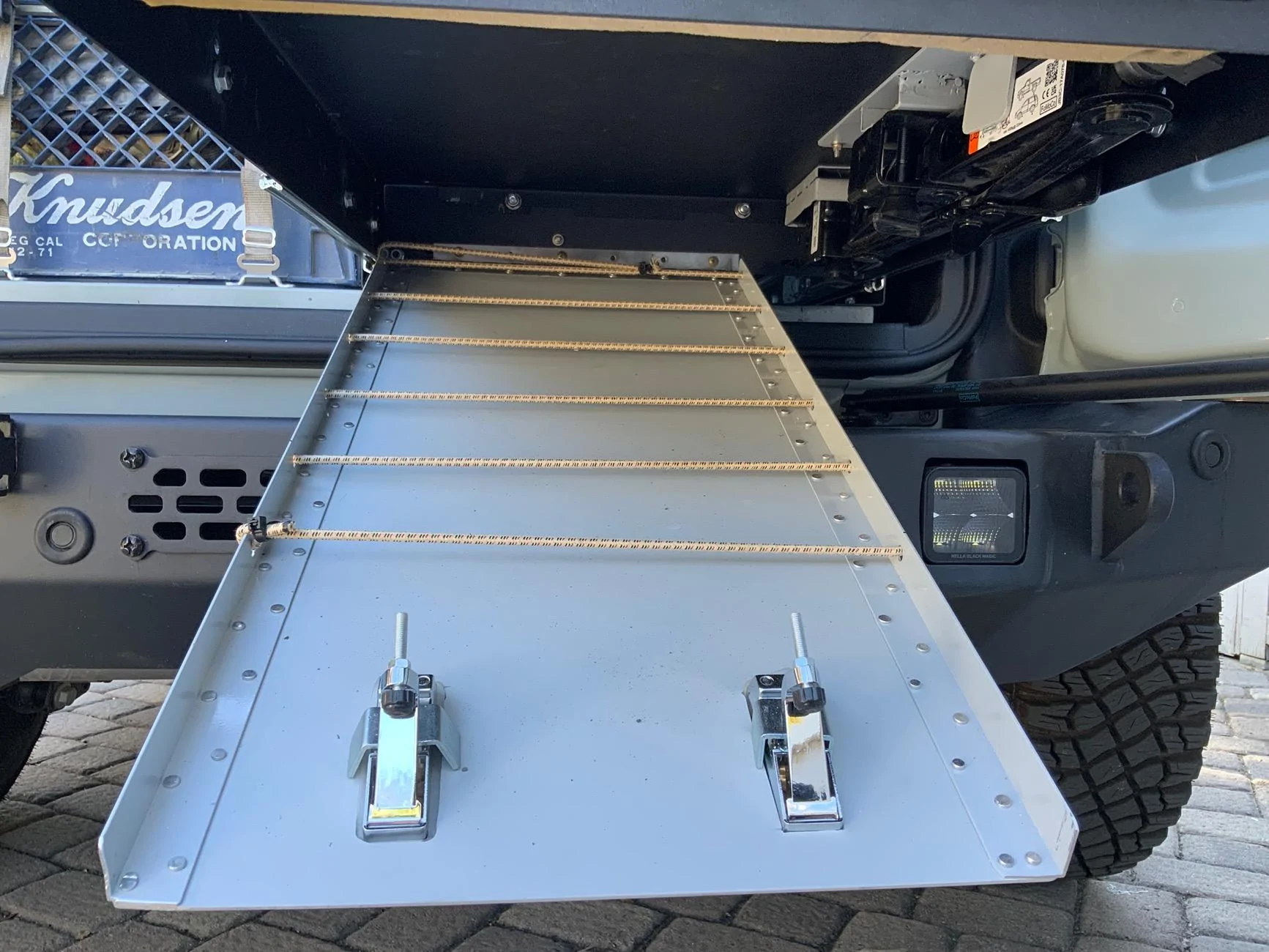 Ford Bronco Created extra storage space beneath fridge slide out IMG_1891