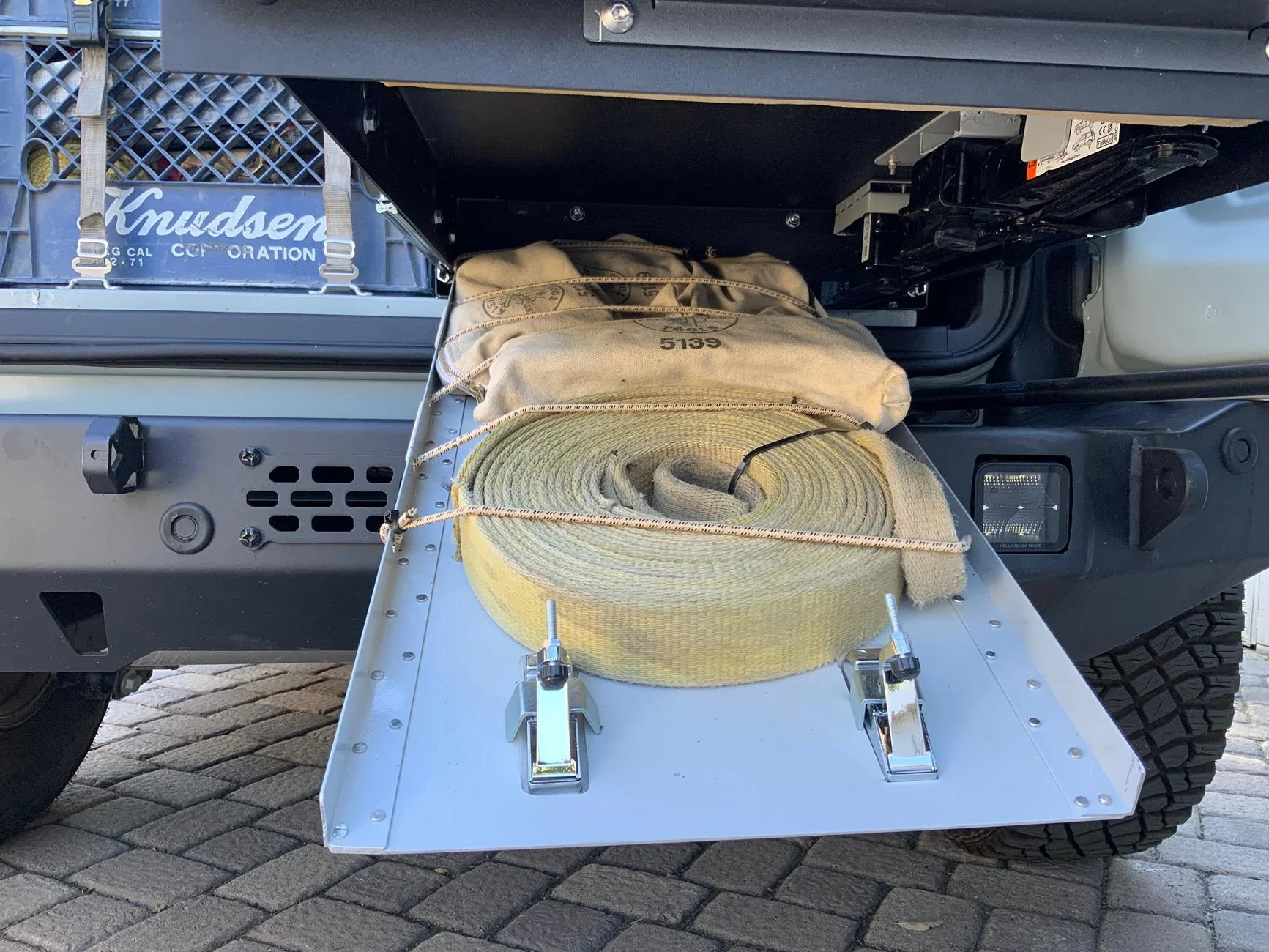 Ford Bronco Created extra storage space beneath fridge slide out IMG_1890