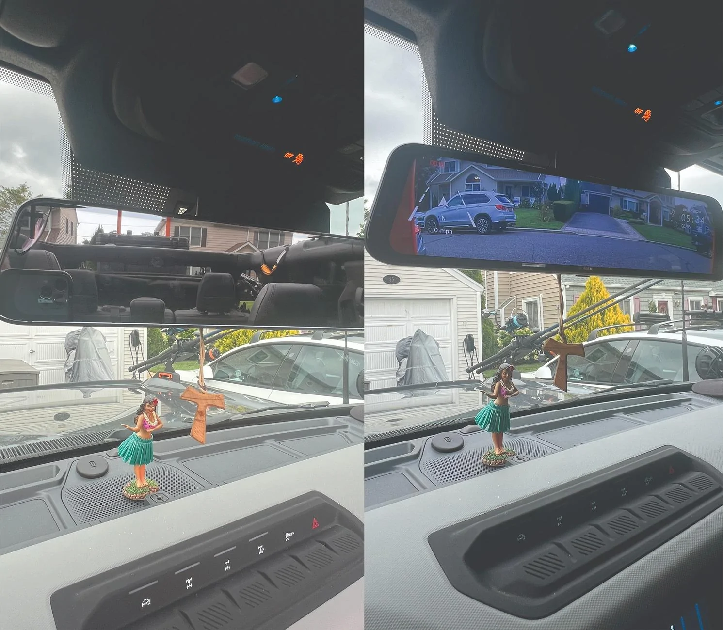 Ford Bronco External Rear Camera for my Cargo Rack with Rearview Mirror Dashcam (WolfBox) double view top down