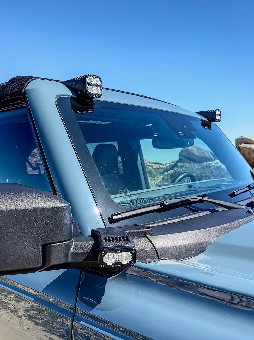 Ford Bronco Mounting individual off-road lights (not bar) to roof accessory points IMG_5174