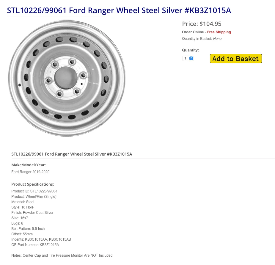 Ford Bronco Wheel offset confirmed for optional Badlands wheel (+55 offset) Ranger Steel Wheel Silver
