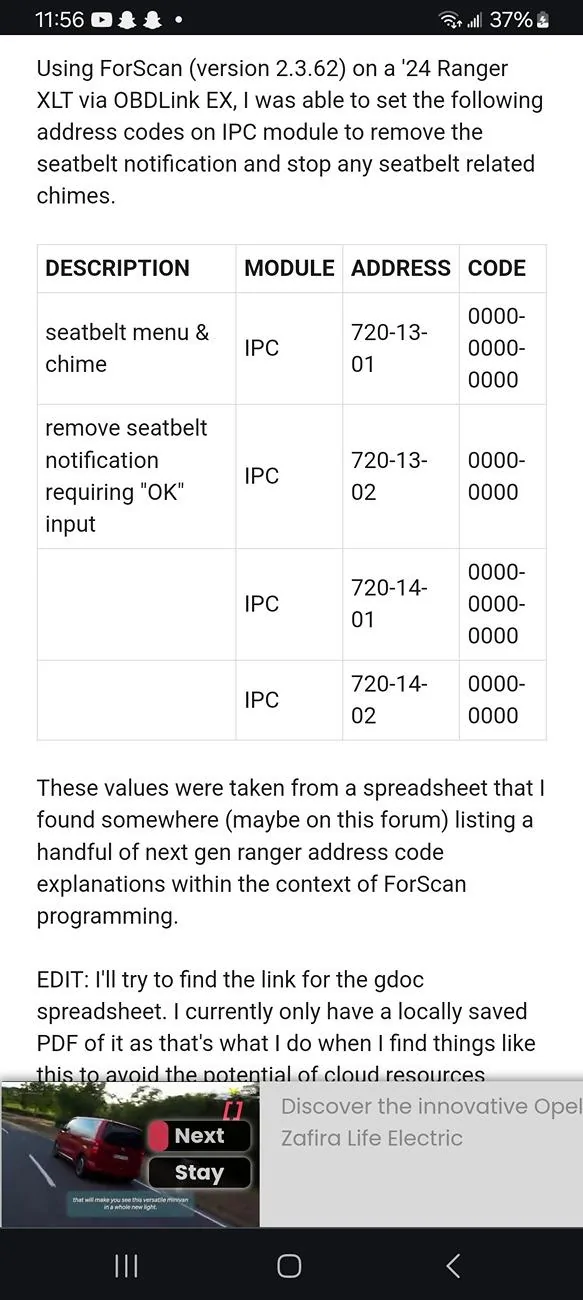 Ford Bronco Bronco Raptor seatbelt reminder removal ForScan instructions!! 1000004344