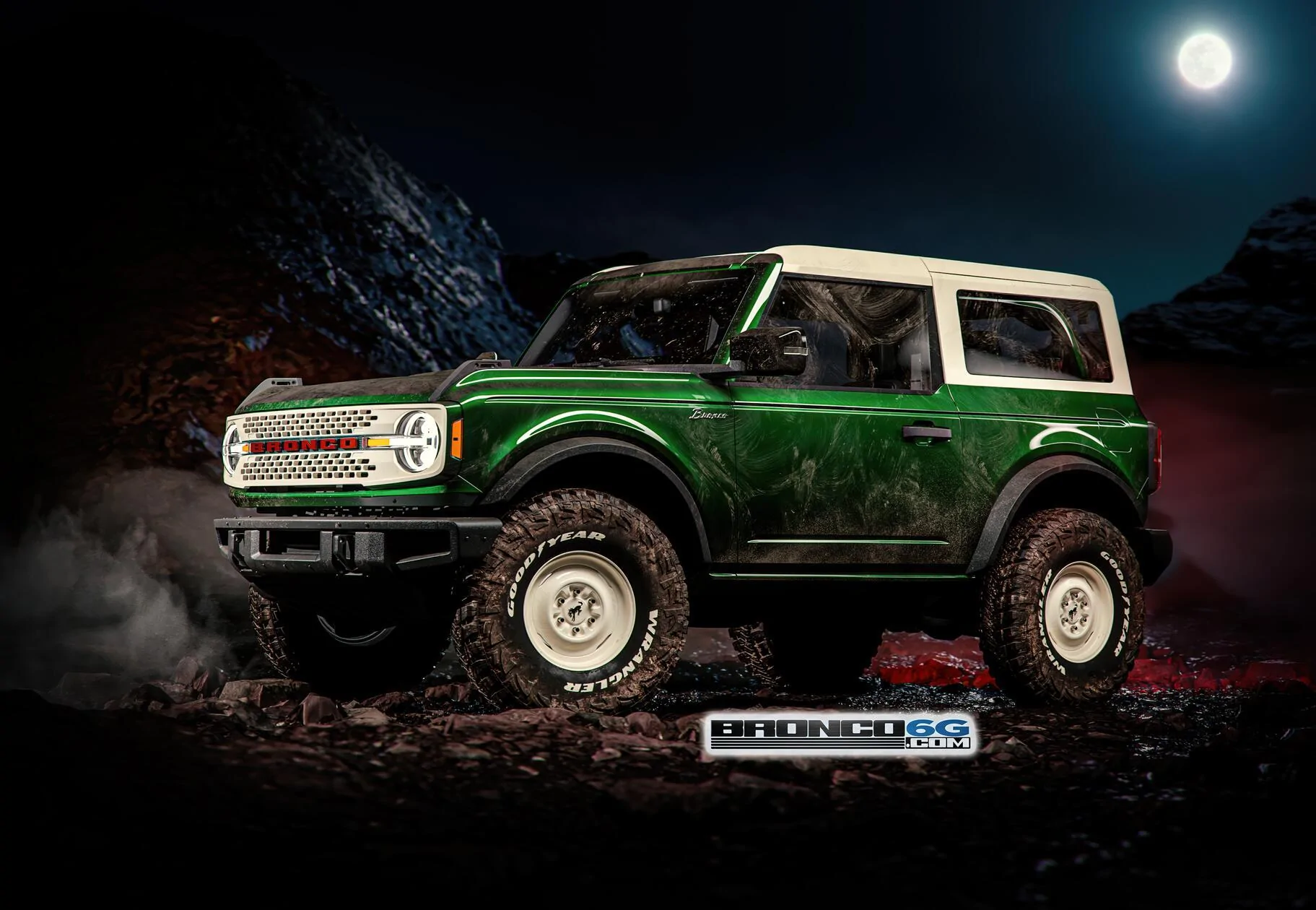 Ford Bronco Wife's 1st time ever driving offroad by herself! 2021 2022 Bronco Heritage Edition Everglades Green render