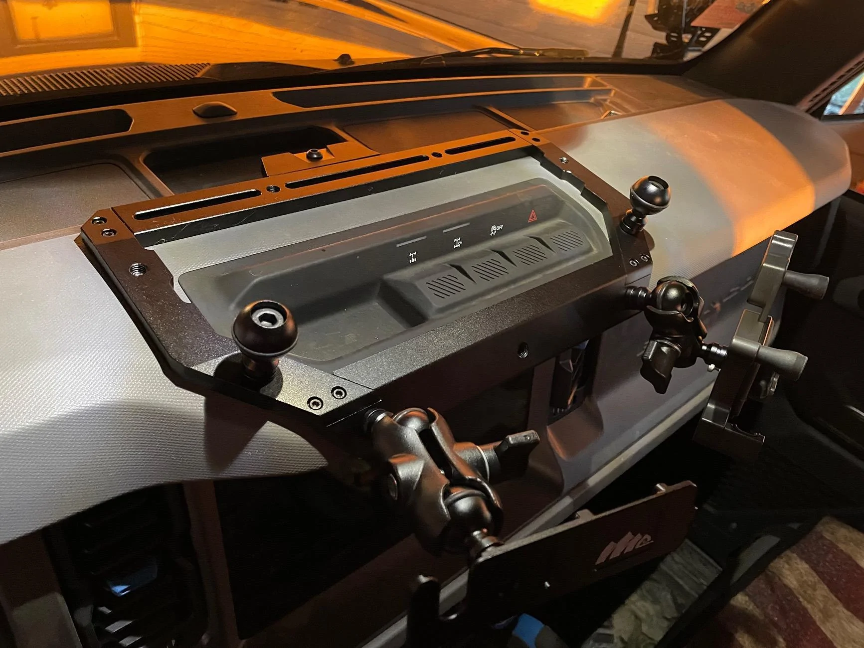 Ford Bronco BA Offroad accessory dash-mount system installed IMG_1405