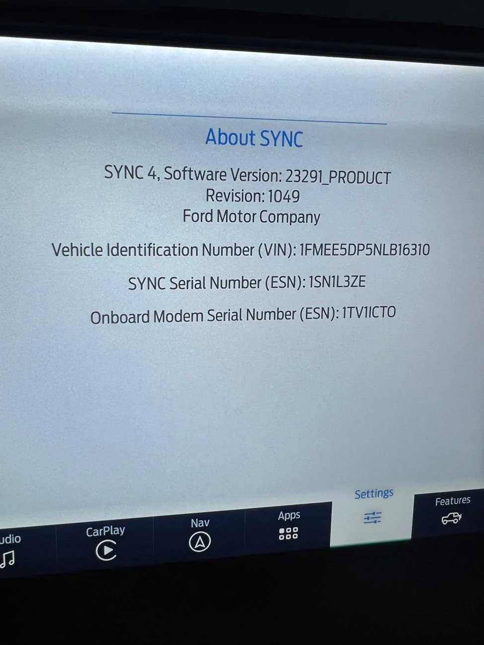Ford Bronco Sync 6.3 update issue and display problems IMG_0949
