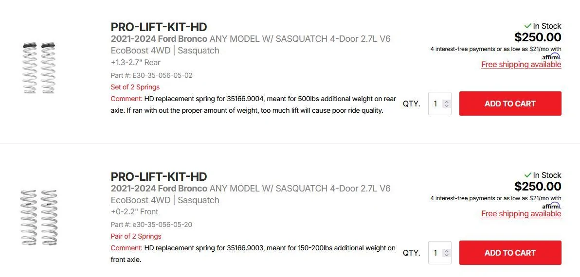 Ford Bronco Eibach has FINALLY released heavy duty springs for the PRO-TRUCK COILOVER 2.0 for the Bronco Eibach HD Springs