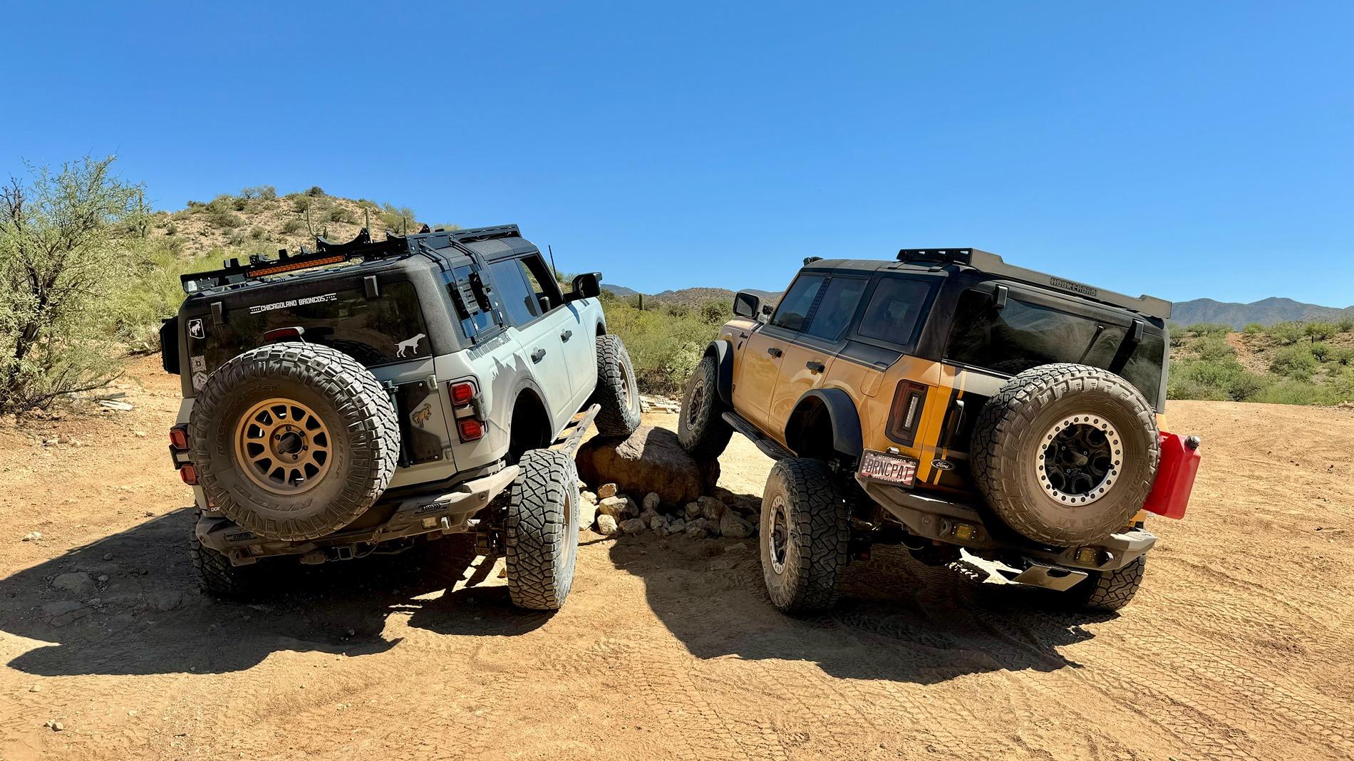 Ford Bronco Flexing our new Rock Krawler 4 link kit on Backway to Crown King IMG_3055