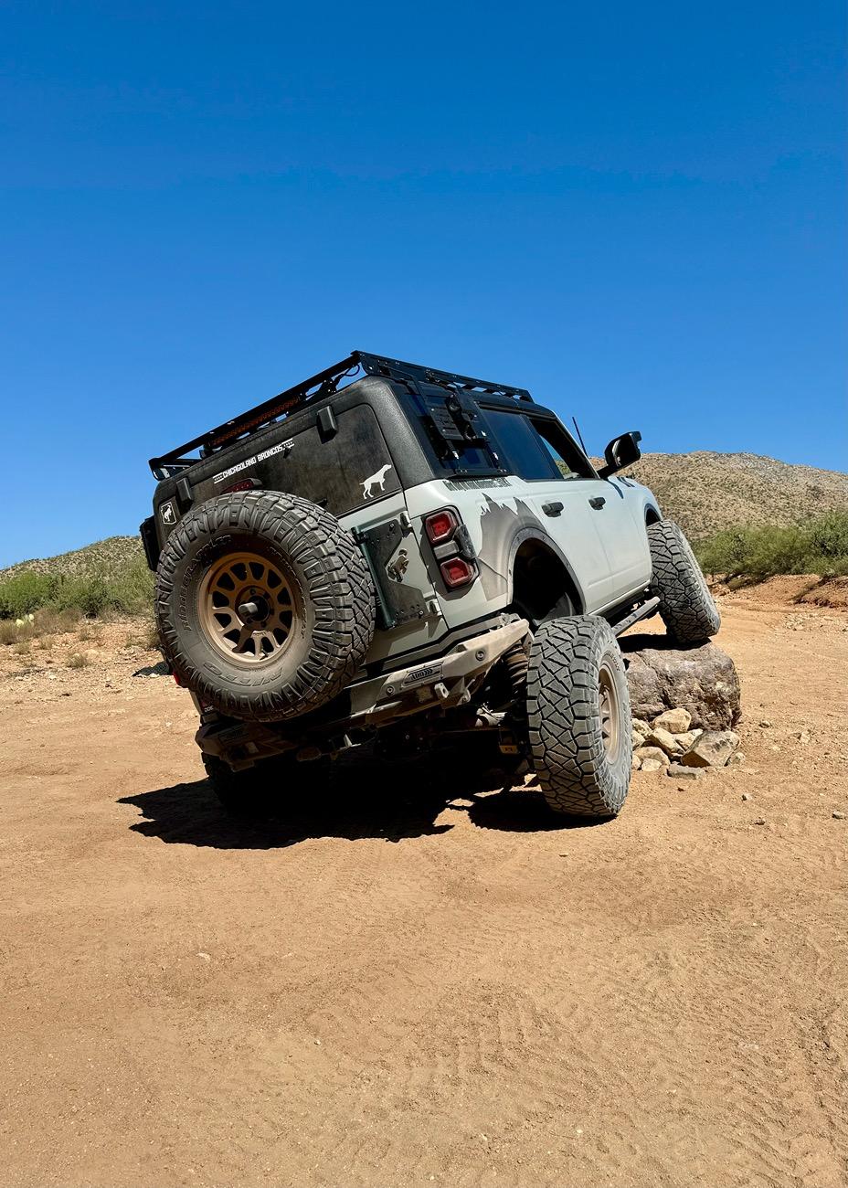 Ford Bronco Flexing our new Rock Krawler 4 link kit on Backway to Crown King IMG_3027