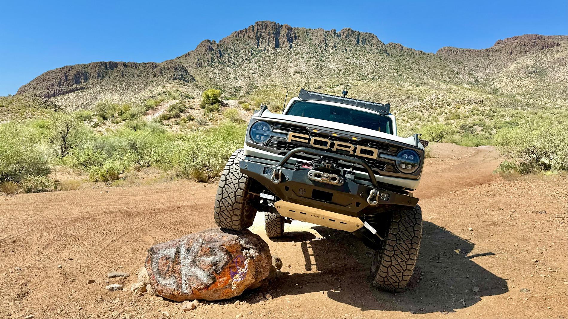 Ford Bronco Flexing our new Rock Krawler 4 link kit on Backway to Crown King IMG_3038
