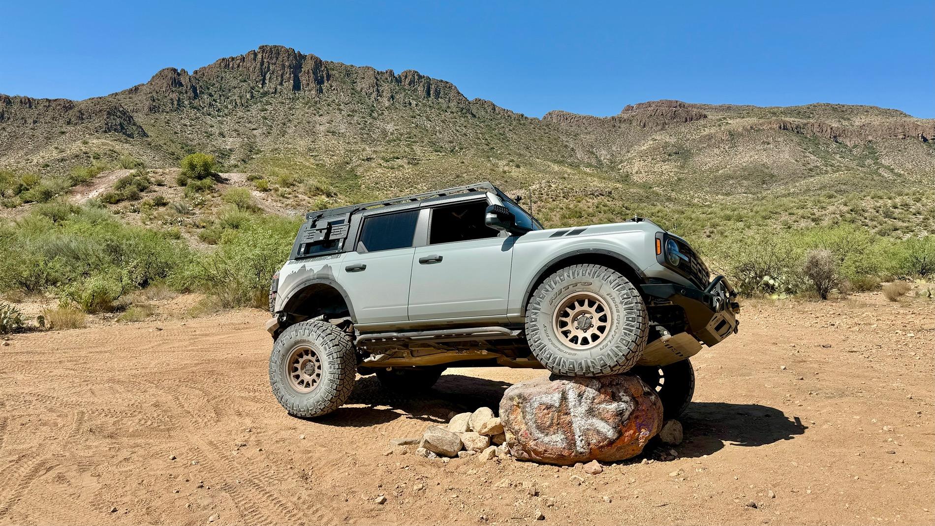 Ford Bronco Flexing our new Rock Krawler 4 link kit on Backway to Crown King IMG_3031