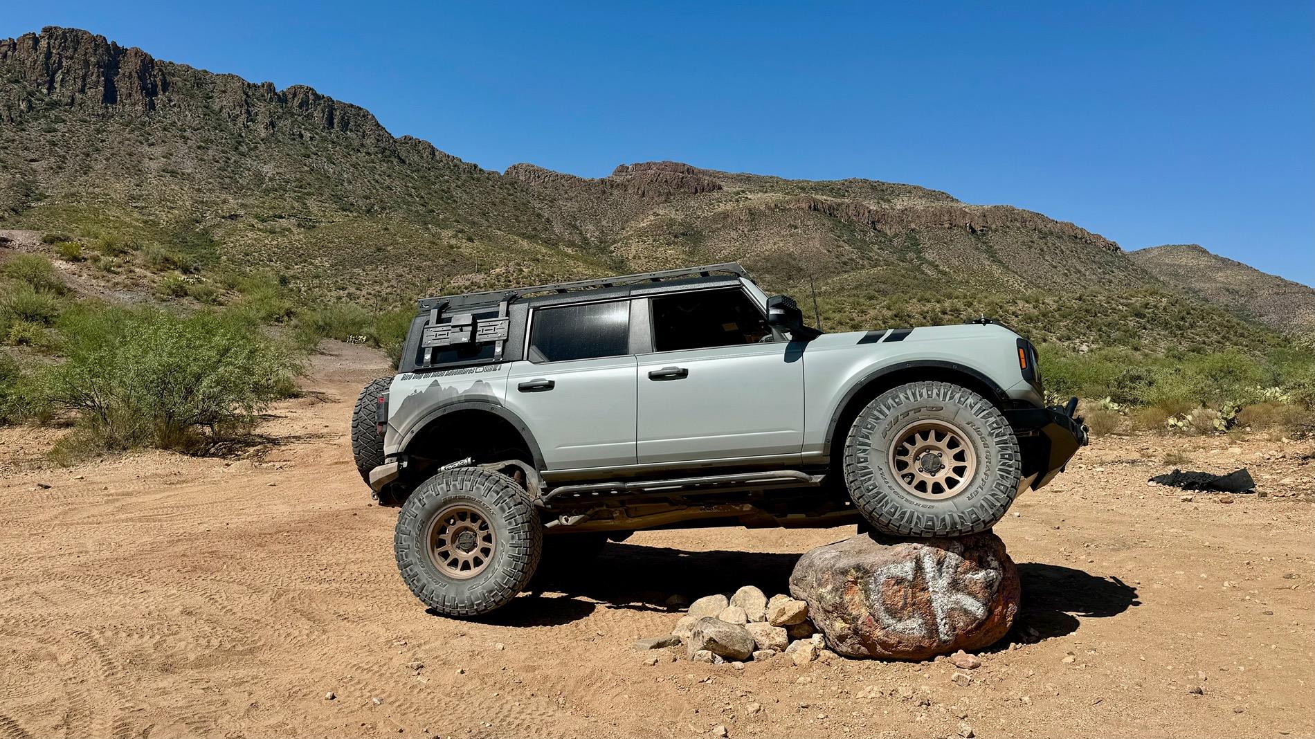 Ford Bronco Flexing our new Rock Krawler 4 link kit on Backway to Crown King IMG_3029