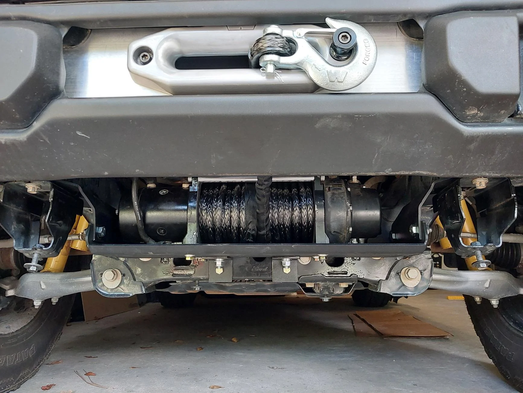 Ford Bronco Warn VR EVO 10S Winch Installed 20240824_141415