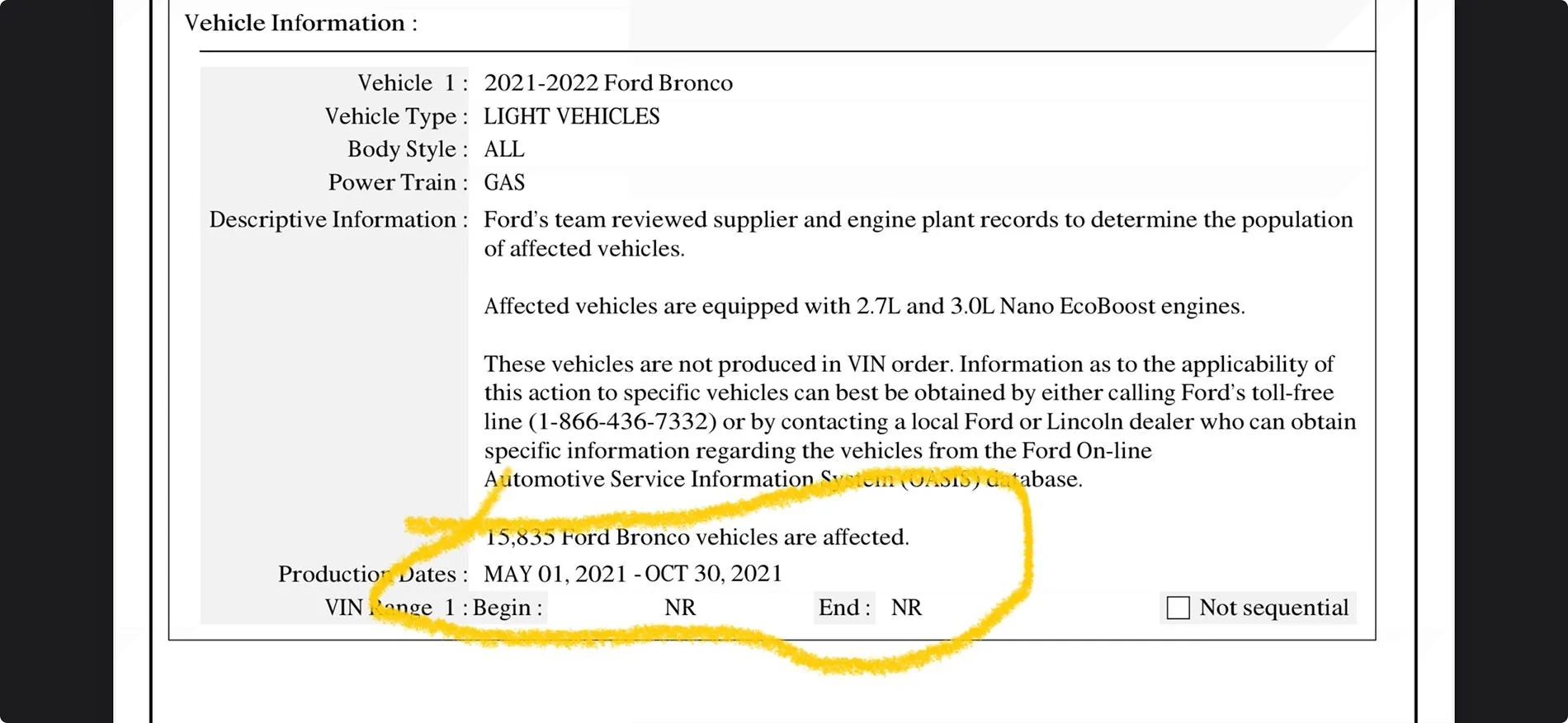 Ford Bronco 🚨 Recall: Engine valve issue for some 2021-2022 2.7L Broncos and other models Screenshot 2024-08-31 at 10.40.26 AM