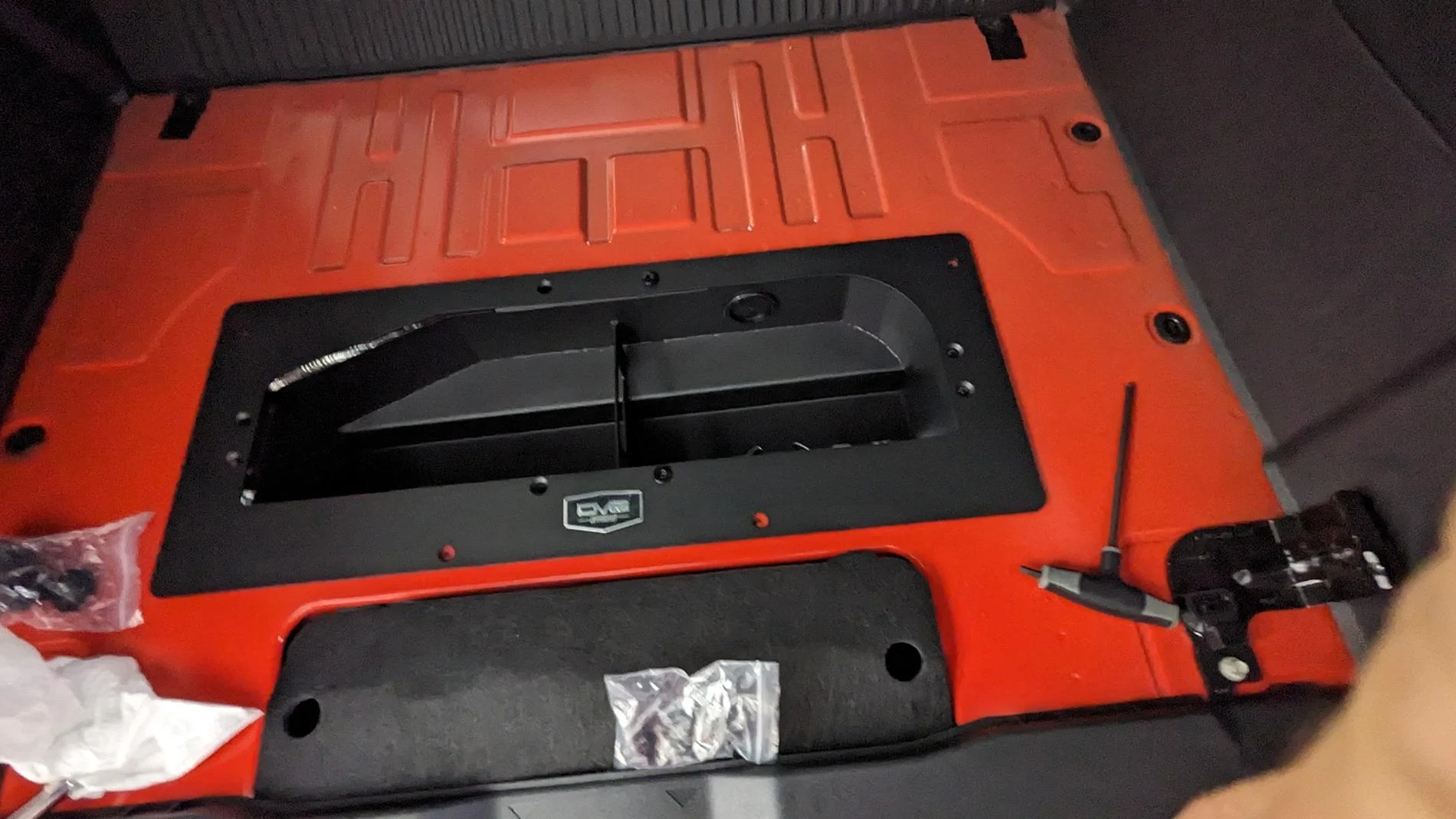 Ford Bronco DV8 Air Compressor Mount & Storage Box repurposed for recovery gear storage PXL_20230919_194104456