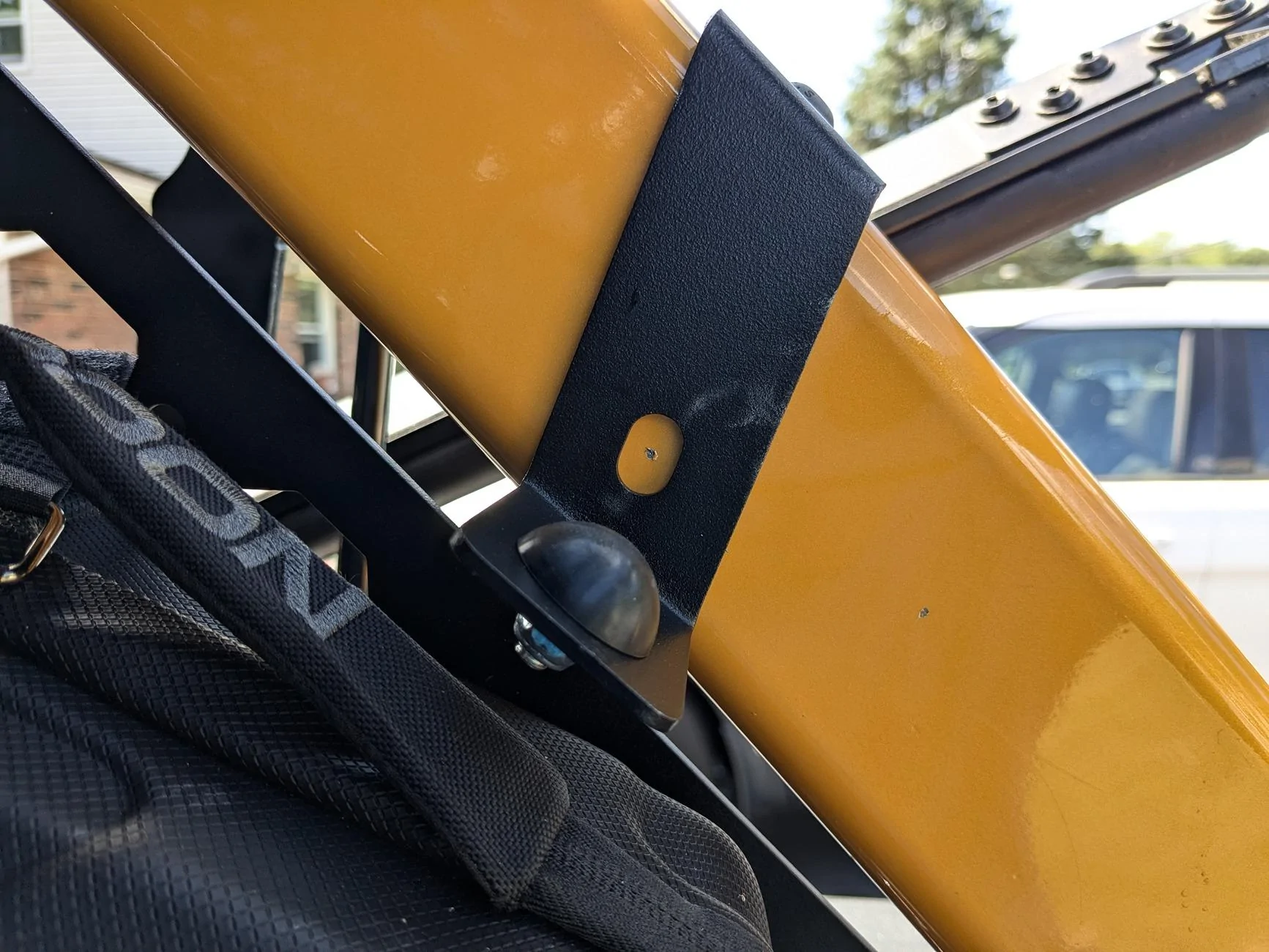 Ford Bronco '21 roll bar rivet nuts retrofitted (mounting holes / locations drilled in rollbar) PXL_20240902_165401491