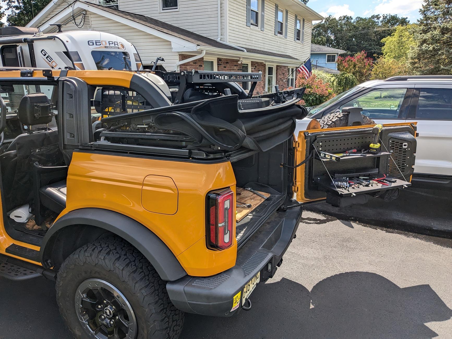 Ford Bronco '21 roll bar rivet nuts retrofitted (mounting holes / locations drilled in rollbar) PXL_20240902_180723879