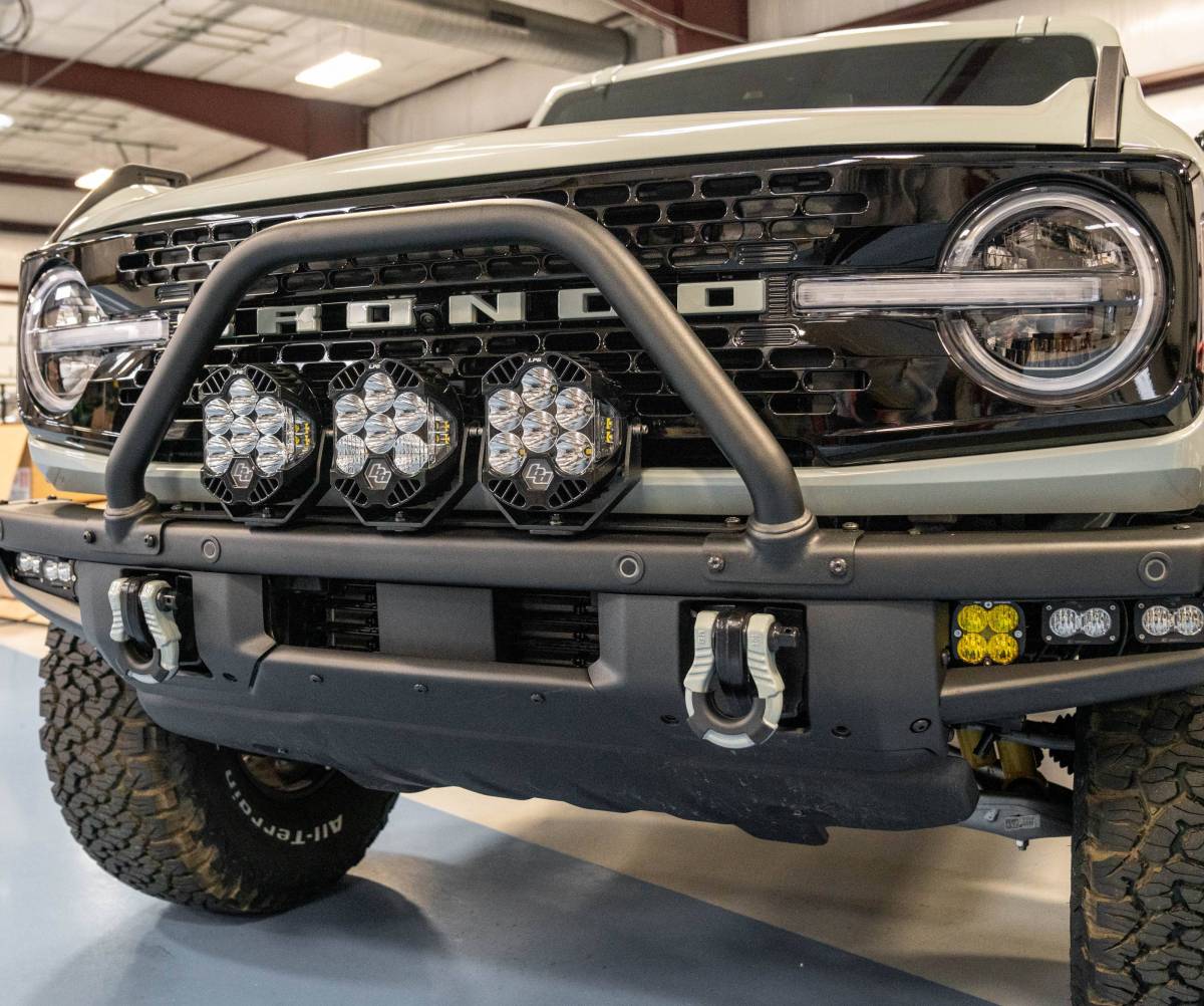 Ford Bronco Fog light options for modular bumper, inside OEM brush guard F198753139