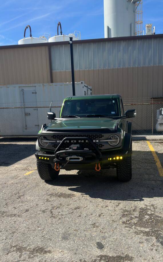 Ford Bronco Fog light options for modular bumper, inside OEM brush guard LEPZ2