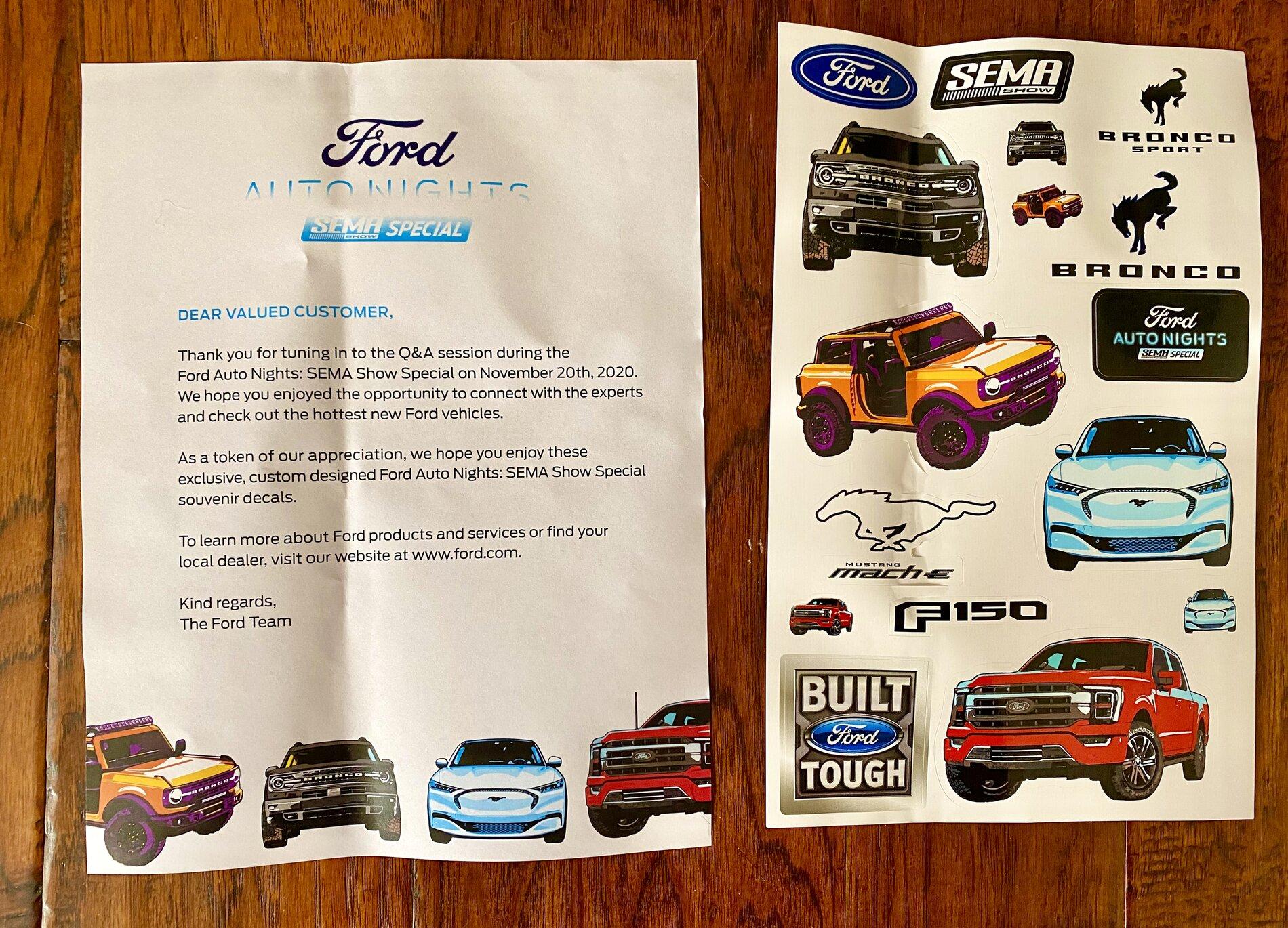 Ford Bronco Free Ford Bronco stickers from virtual SEMA event 1607275589964