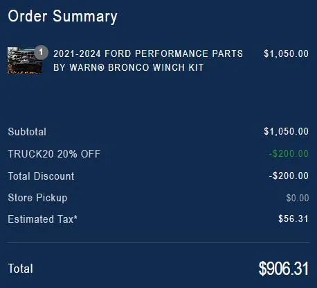Ford Bronco Warn Winch price drop on Ford accessories store site! 1726618811687-