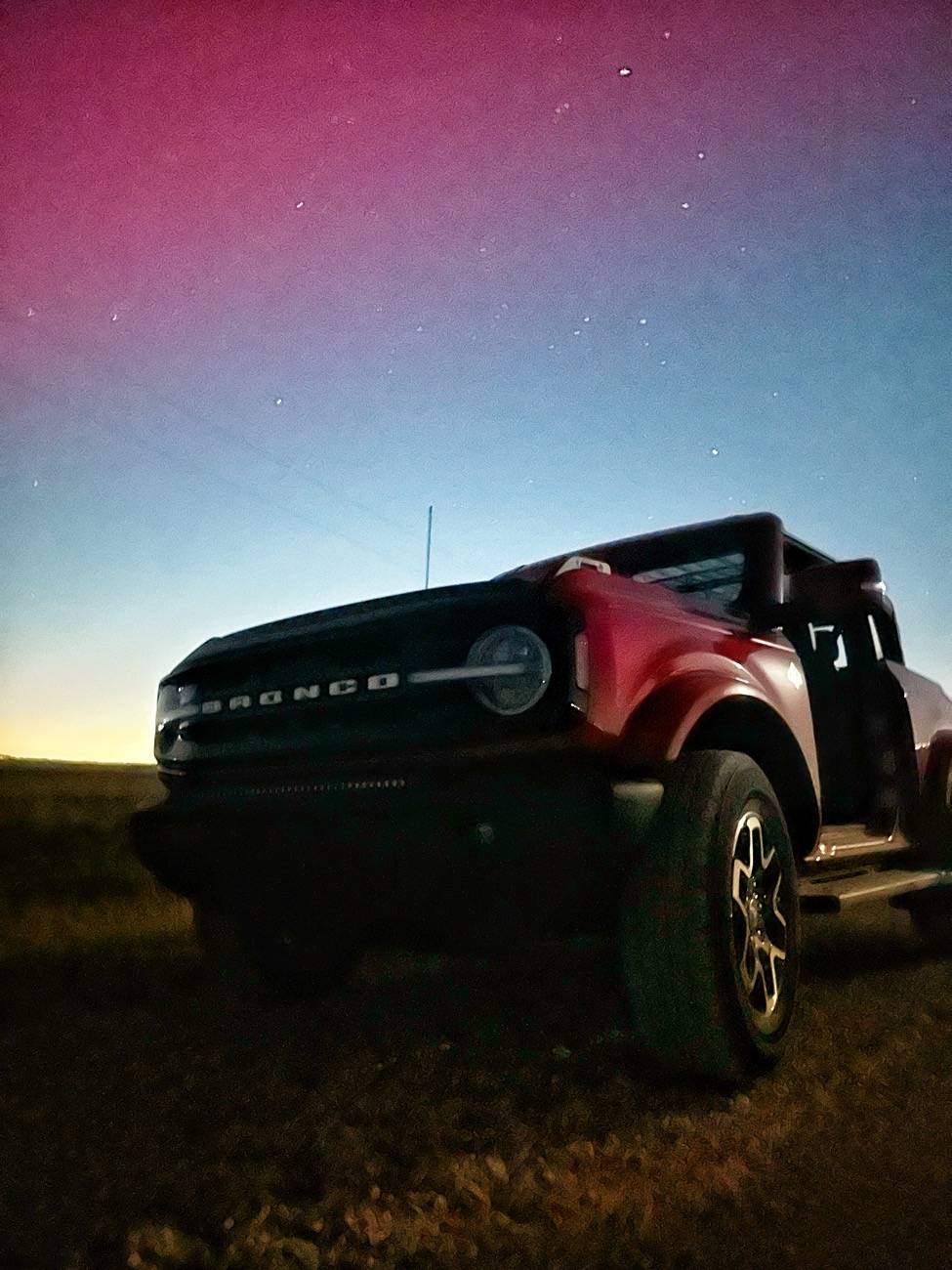 Ford Bronco Northern lights & Bronco, awesome photo opportunity! Snapseed