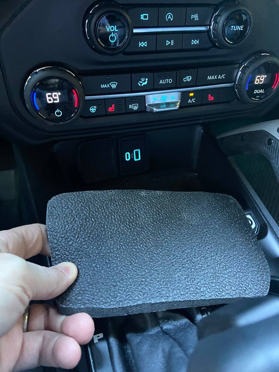 Ford Bronco Disabling the wireless charging pad with insulator Pad 2