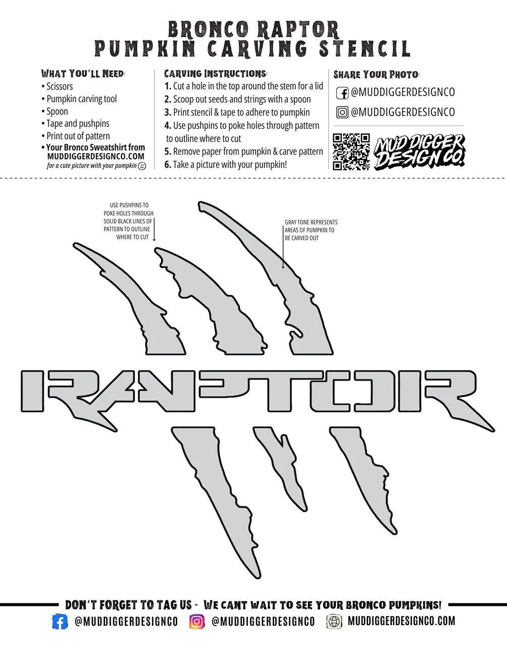 BRONCO RAPTOR PUMPKIN CARVING STENCIL.jpg