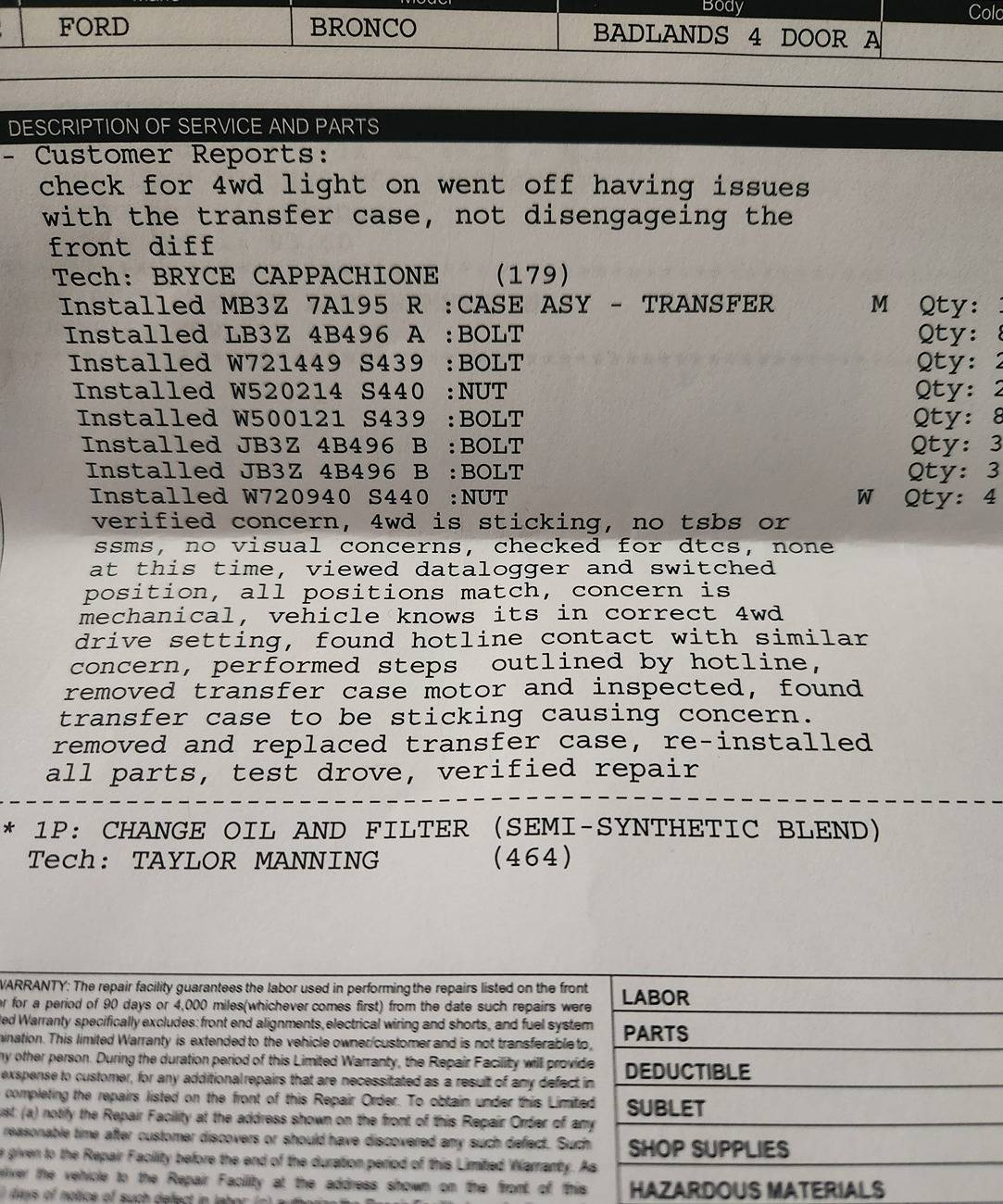 Ford Bronco 4A issues. ford says this is normal? 1000038583