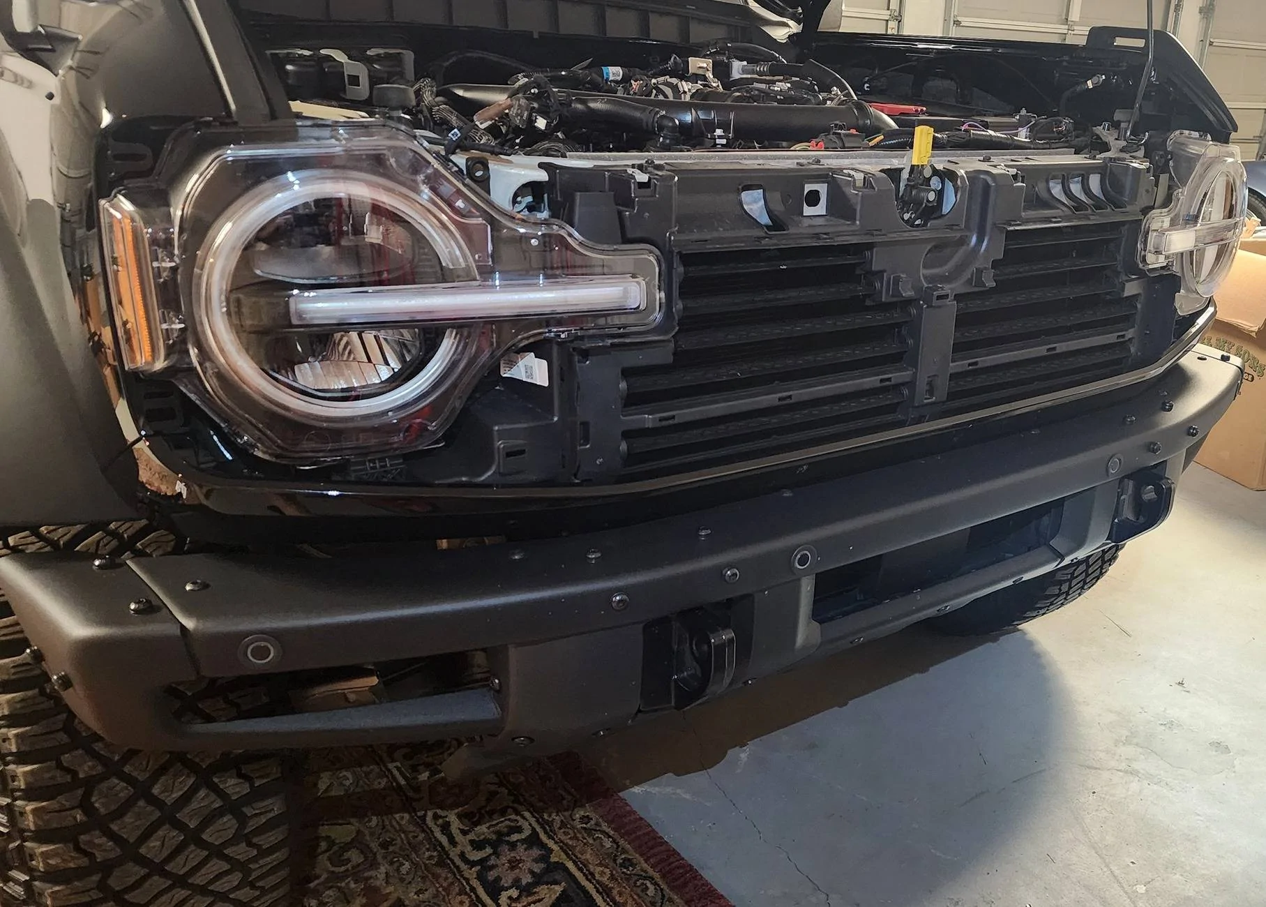 Ford Bronco Rough Country High Mount Winch Install Notes 2.2-Grill Removed for Camera Relocation