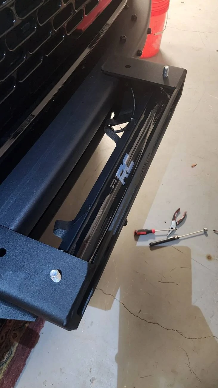 Ford Bronco Rough Country High Mount Winch Install Notes 3.2-Winch Mount with Light Taped In Plac