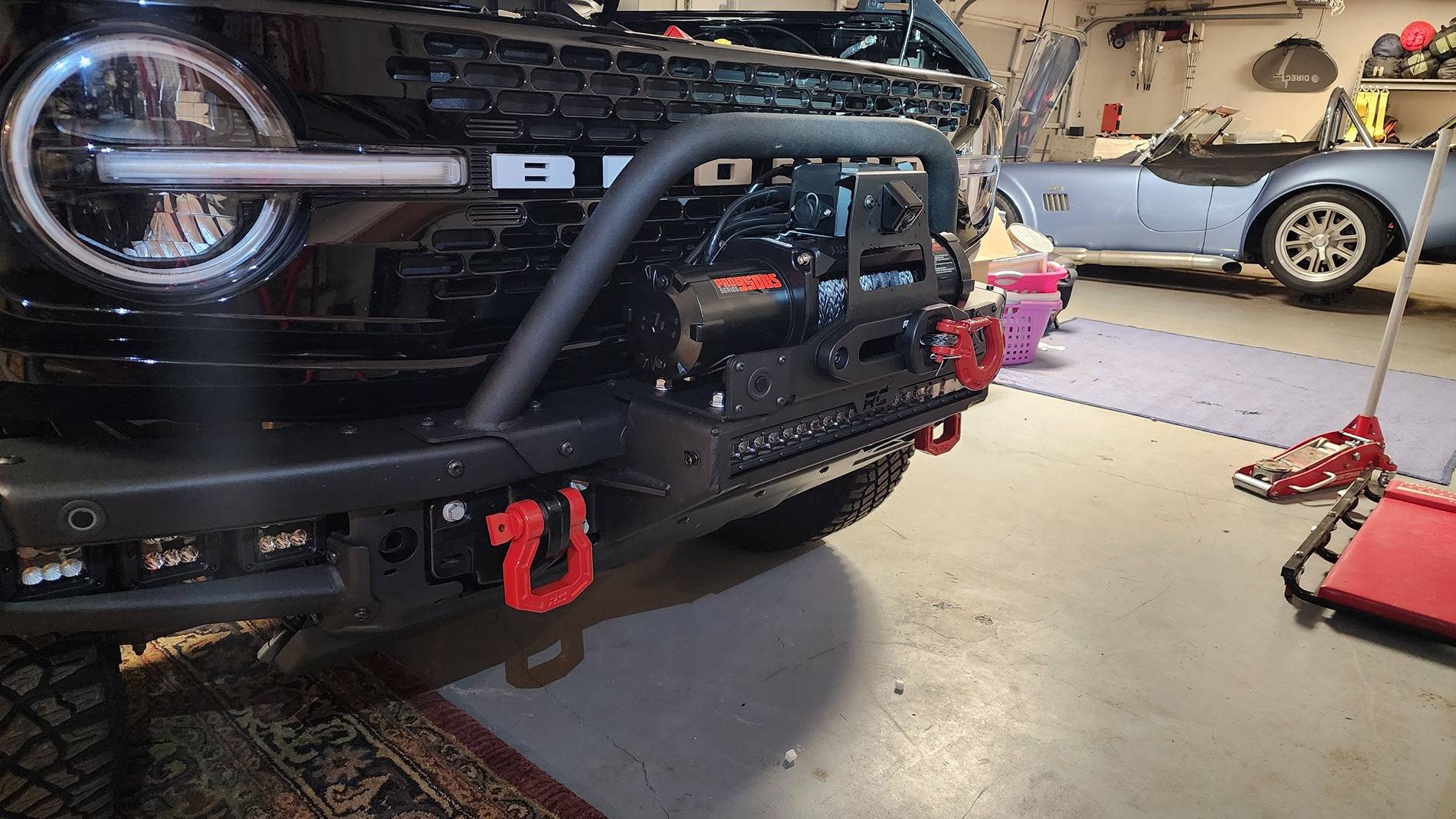 Ford Bronco Rough Country High Mount Winch Install Notes 3.5-Winch and Lights Installed