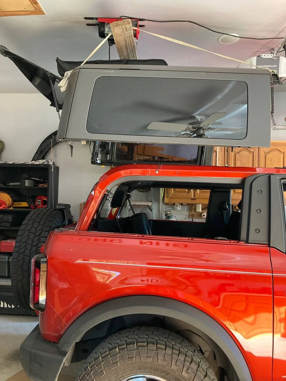 Ford Bronco installing the top back on for winter time IMG_1809