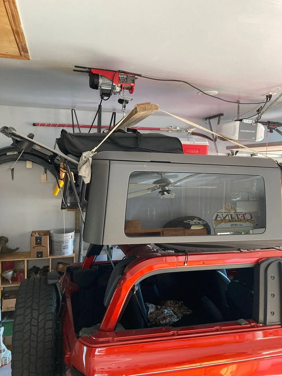 Ford Bronco installing the top back on for winter time IMG_1812
