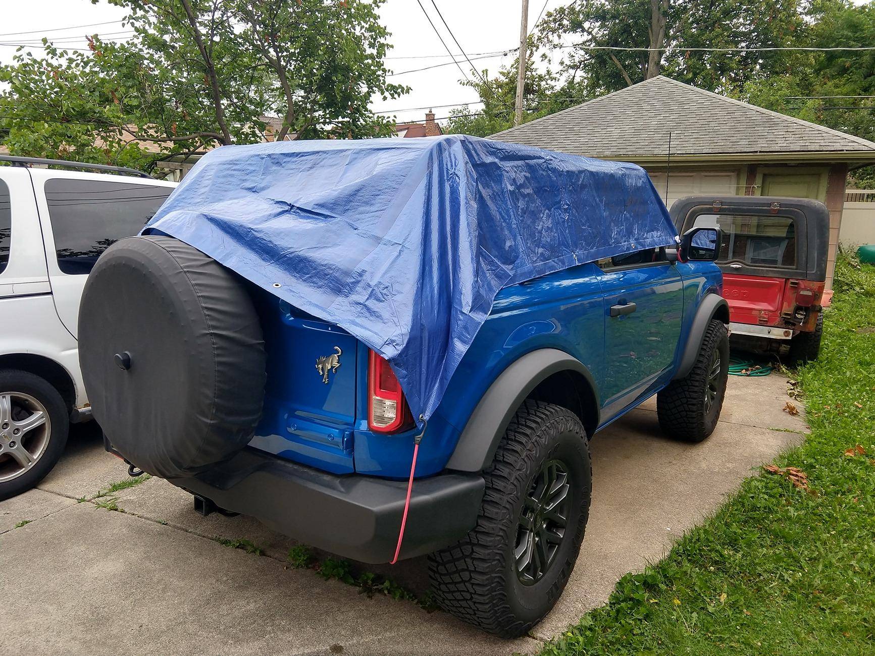 Ford Bronco Mount tarp to soft top for shade BroncoTar
