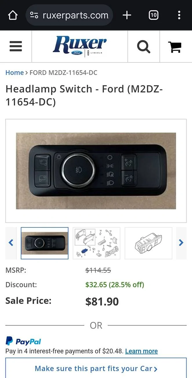 Ford Bronco Adding light switch with fog light option 1000010837