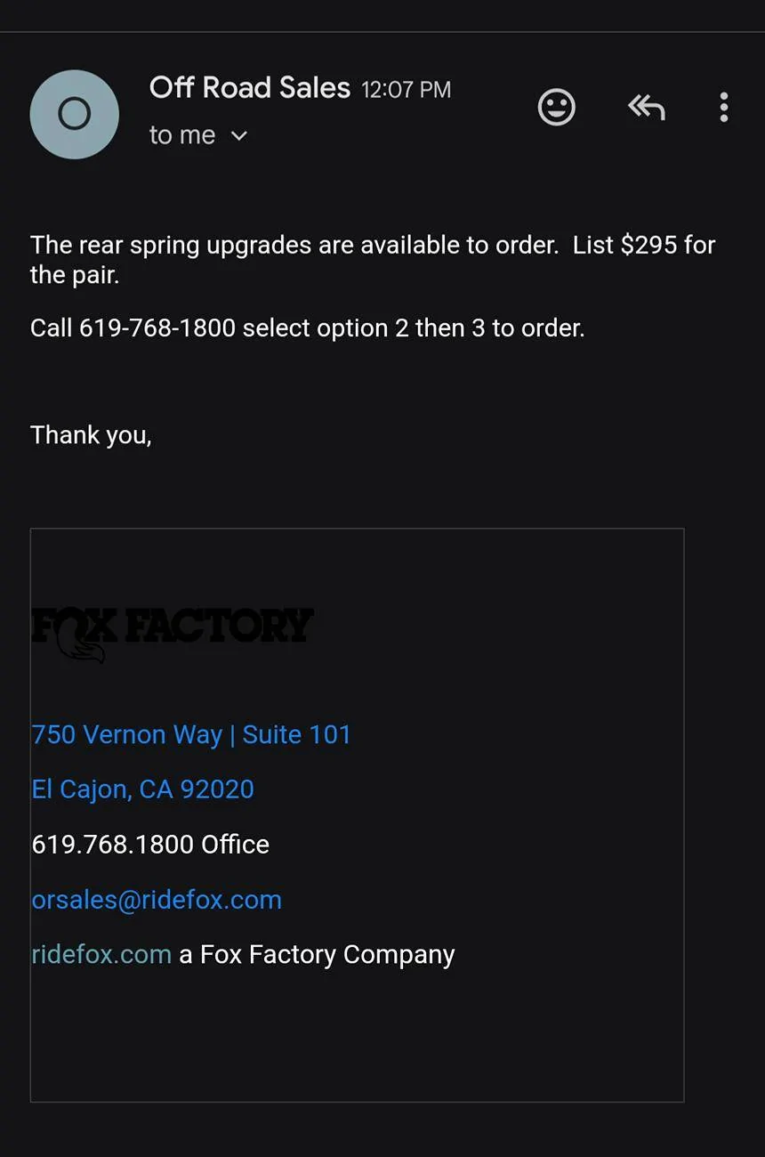 Ford Bronco Fox 2.5 DSC Heavy Spring Advice Screenshot_20241127-151305