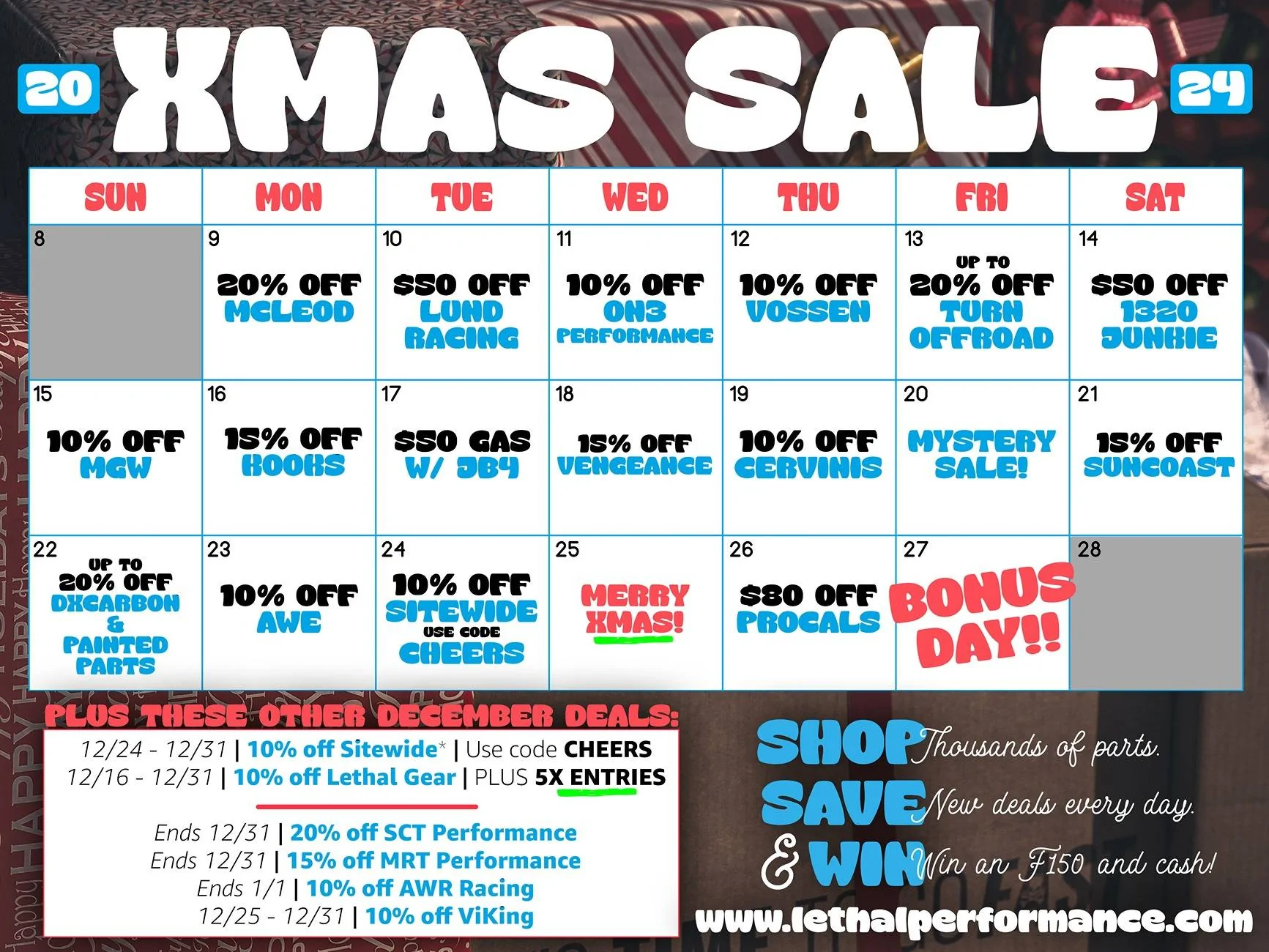 Ford Bronco XMAS Sale 2024 at Lethal Performance! XmasSale_Calendar