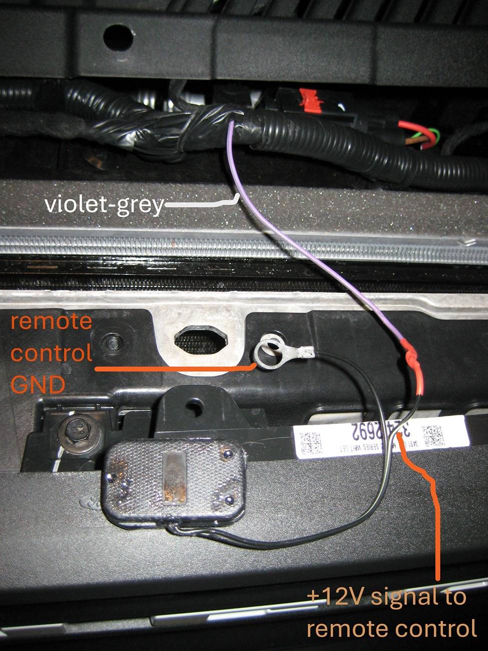Ford Bronco Garage door opener in grille using Aux switch - DIY 8.JPG