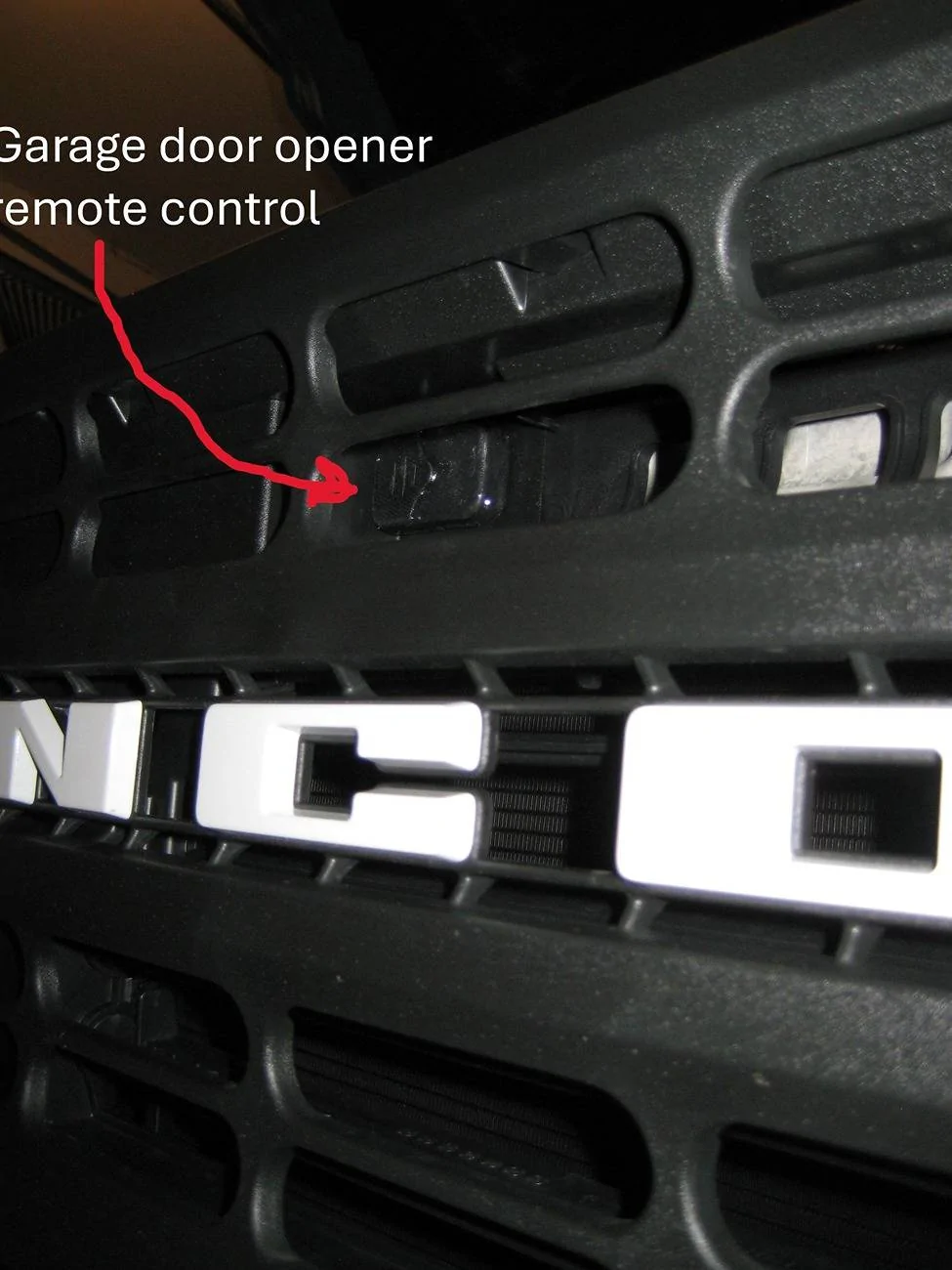 Ford Bronco Garage door opener in grille using Aux switch - DIY 10