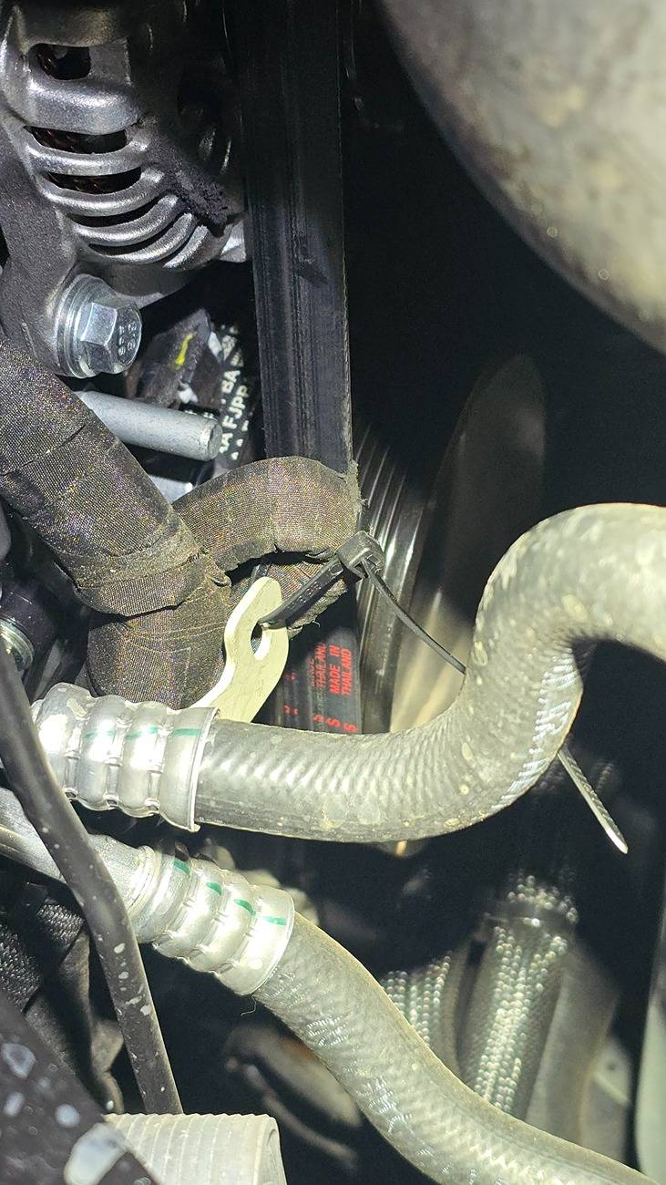Ford Bronco Wiring Harness touching the belt 20250103_170339