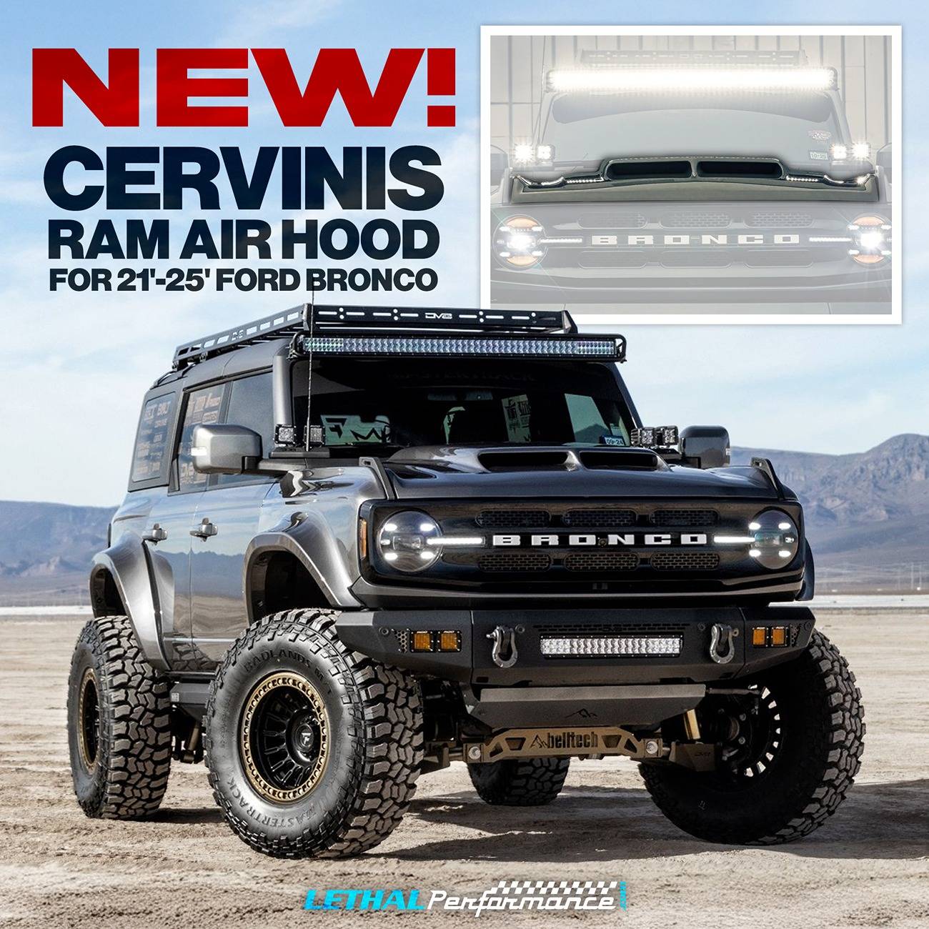 Ford Bronco NEW Cervinis Ram Air Hood! cervini ghood bronco ram air