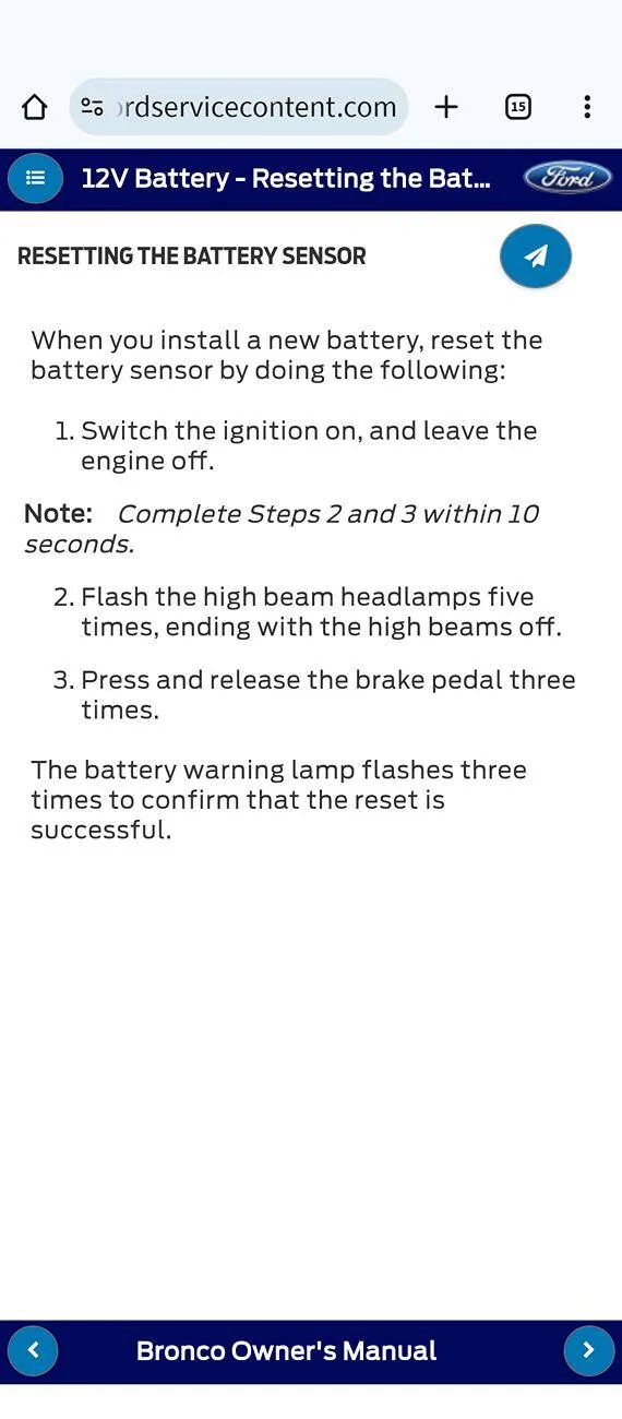 Ford Bronco Battery in Power Save mode Screenshot_20250108-073538