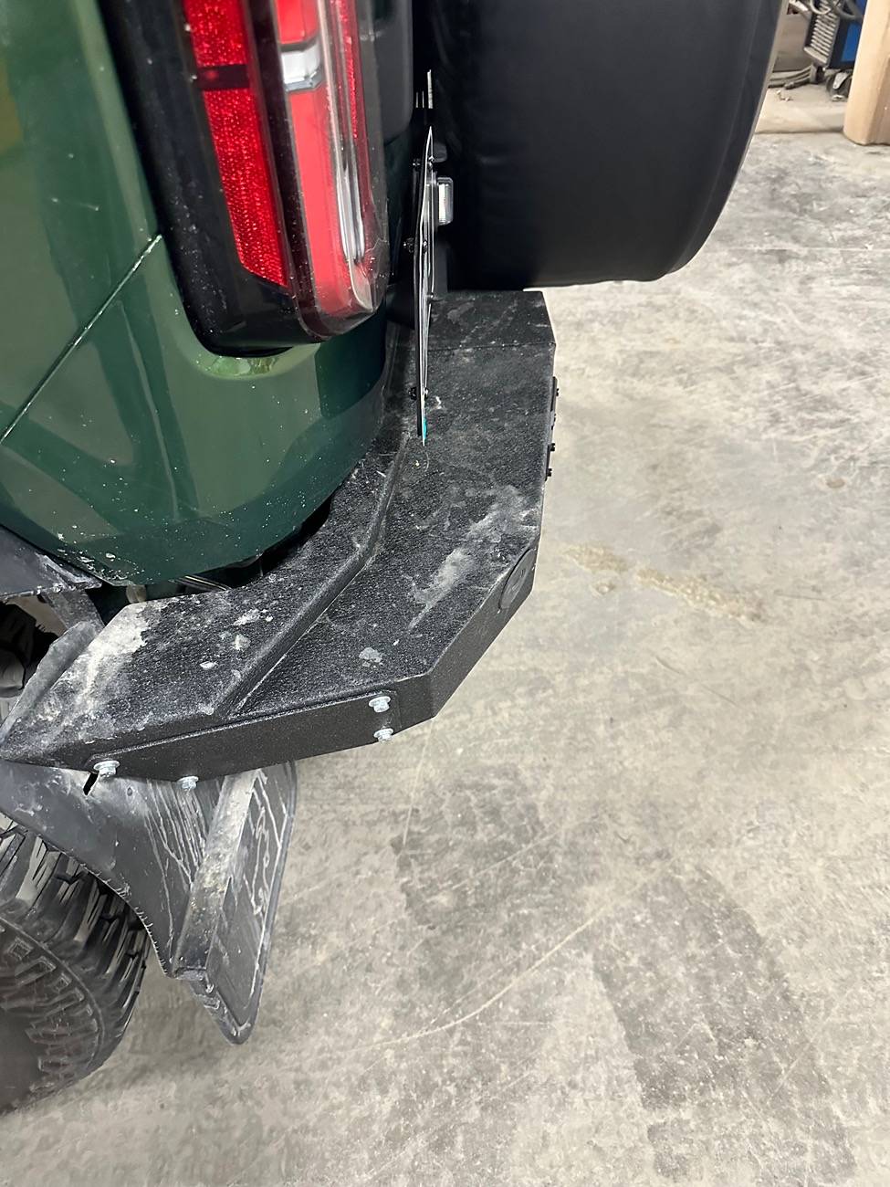 Ford Bronco Broaddict Bumper and DV8 Plate relocation install IMG_2863