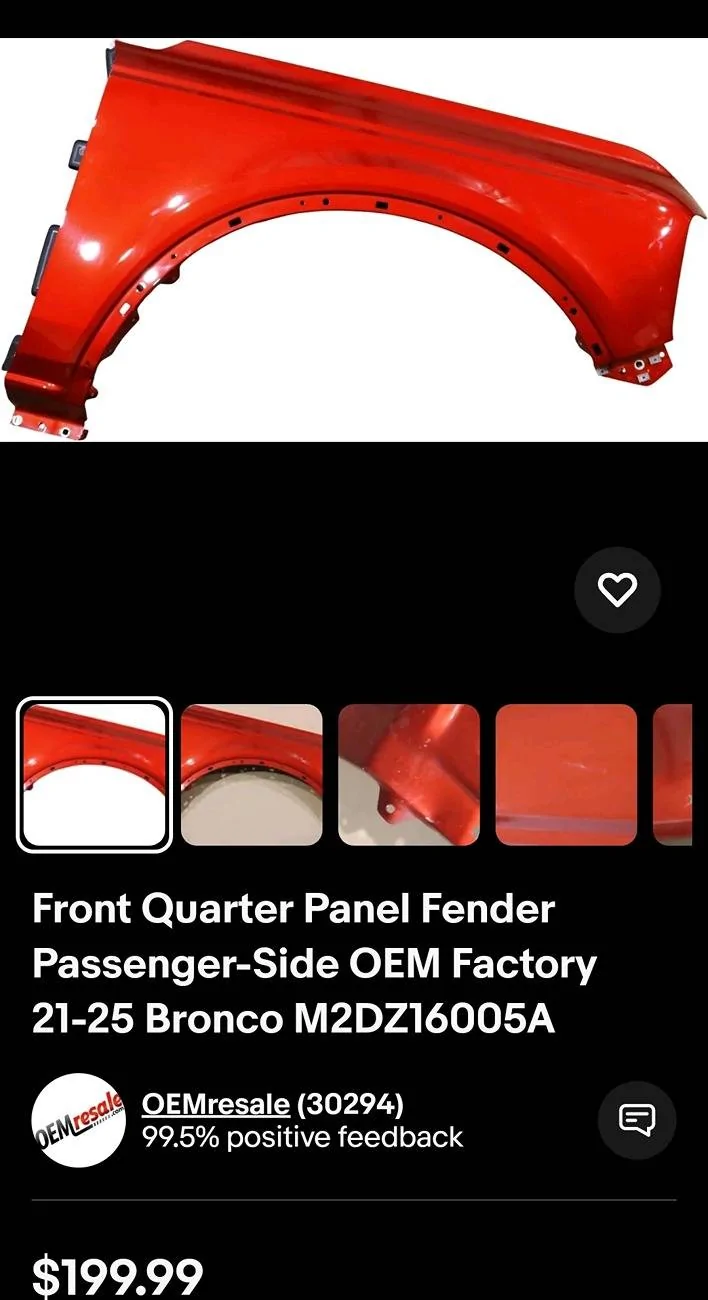 Ford Bronco WTB RF fender Race red Screenshot_20250123_221835_eBay